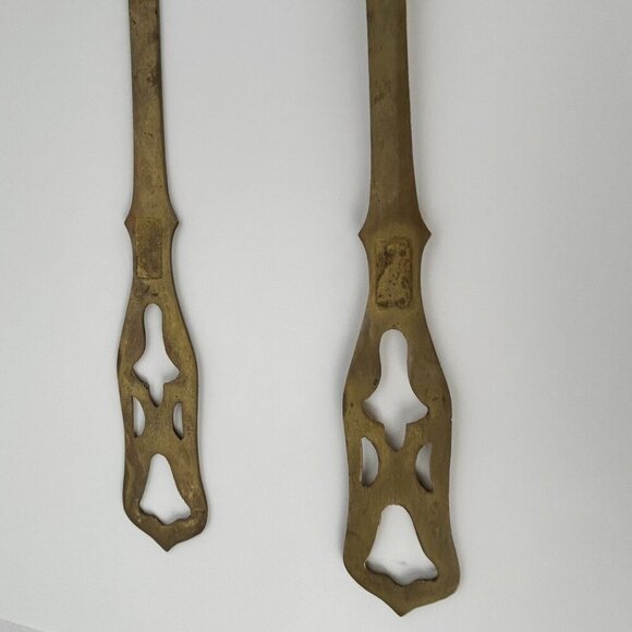 Italian Vintage Brass Hanging Fork and Strainer Spoon Cooking Utensils 16" Decor - Picture 6 of 14